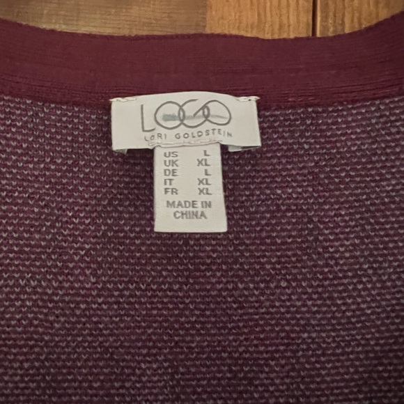 LOGO by Lori Goldstein Burgundy and Gray Cardigan - Picture 3 of 4
